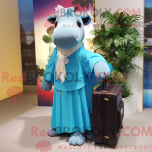 Sky Blue Tapir mascot...