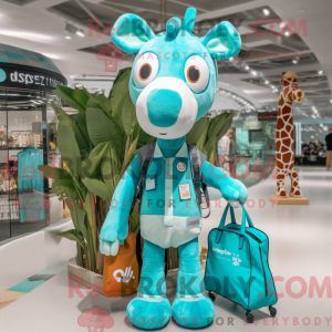 Turquoise Giraffe mascot...