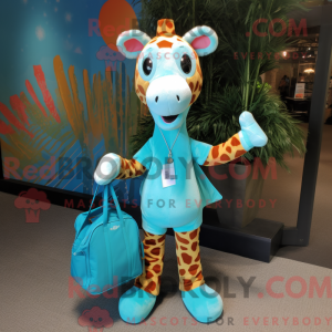 Turquoise Giraffe mascot...