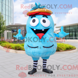 Sky Blue Hamburger maskot...