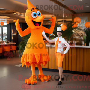 Orange Stilt Walker mascot...