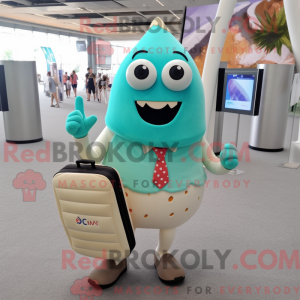 Cyan Ice Cream Cone mascot...