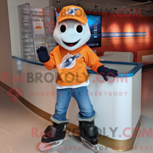 Oransje par skoyter maskot...