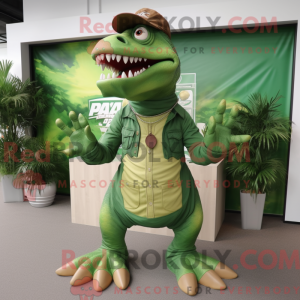 Grøn T Rex maskot kostume...