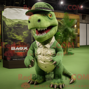 Grøn T Rex maskot kostume...