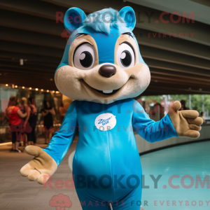 Sky Blue Chipmunk maskot...