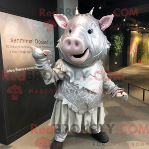 Silver Sow mascot costume...