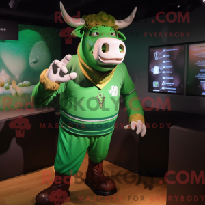 Green Bull maskot kostume...