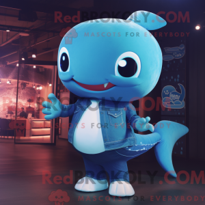 Cyan Blue Whale mascot...