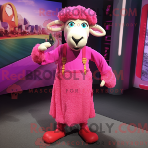 Pink Sheep mascot costume...