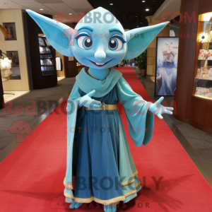 Cyan Elf Maskottchen Kostüm...