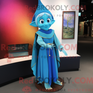 Cyan Elf mascot costume...