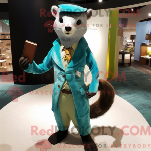 Cyan Marten mascot costume...