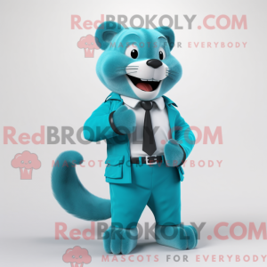 Cyan Marten maskot kostume...