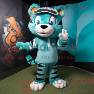 Teal Tiger Maskottchen...