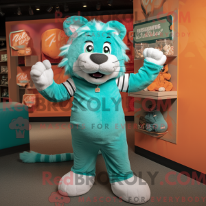 Teal Tiger mascot costume...