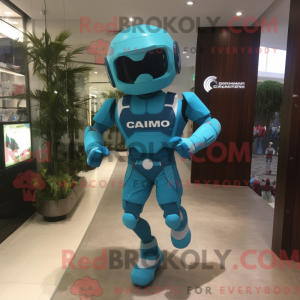 Cyan Commando maskot...