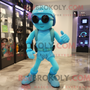 Cyan Commando mascot...