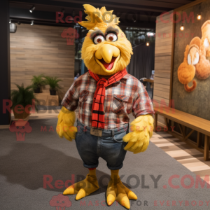 Gold Rooster maskot kostume...