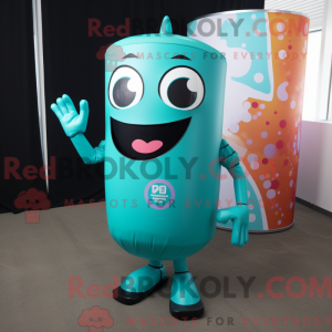 Turquoise Soda Can mascot...