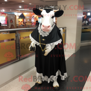 Black Holstein Cow mascot...