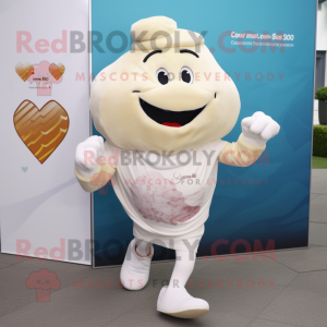 Cream Heart mascot costume character dressed with a Running Shorts and Shawls