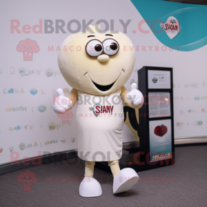 Cream Heart mascot costume character dressed with a Running Shorts and Shawls