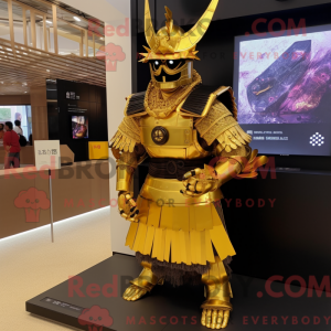 Gold Samurai mascot costume...