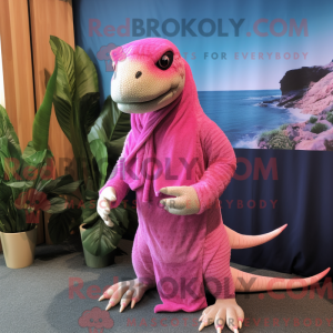 Pink Komodo Dragon maskot...