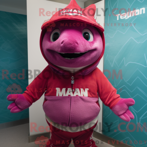 Magenta tun maskot kostume...