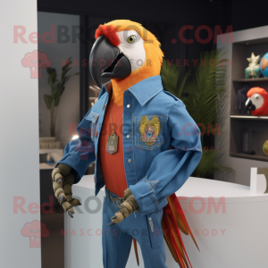 Orange Macaw maskot kostume...