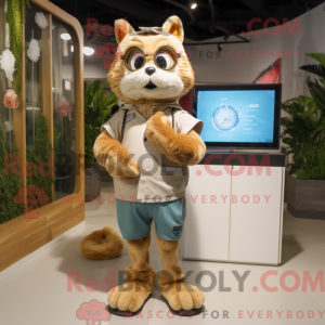 Tan Cat mascot costume...
