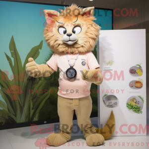 Tan Cat maskot kostume...
