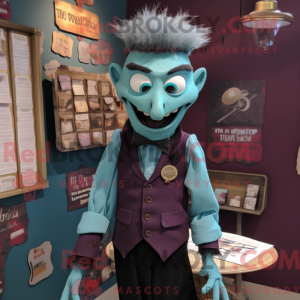Teal Vampire mascot costume...