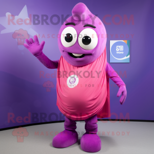 Purple Pink mascot costume character dressed with a Henley Tee and Wraps