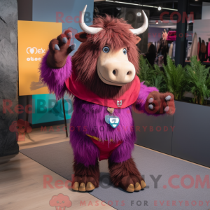 Magenta Yak mascot costume...