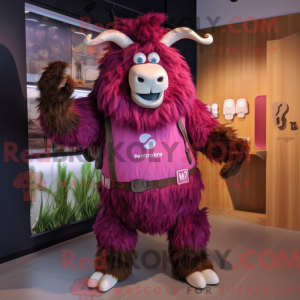 Magenta Yak mascot costume...