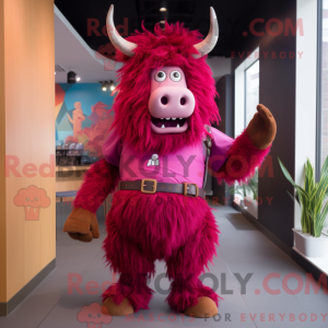 Magenta Yak mascot costume...