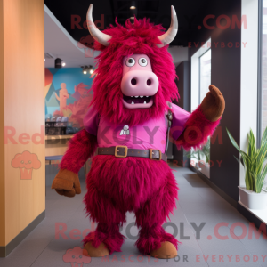 Magenta Yak-mascottekostuum...