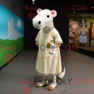 Creme Tapir maskot kostume...