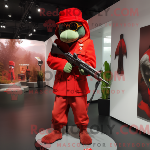 Red Sniper mascot costume...