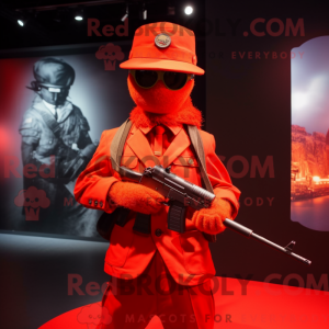 Red Sniper mascot costume...