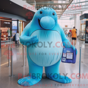 Blue Walrus mascot costume...