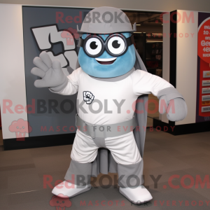 Gray Superhero mascot...