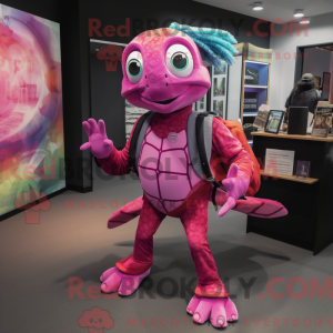 Magenta Sea Turtle mascot...