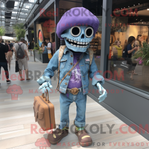 Purple Skull mascot costume...