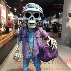 Purple Skull mascot costume...