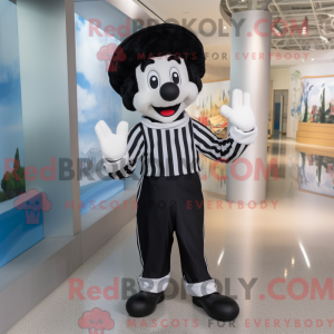 Sort Mime maskot kostume...