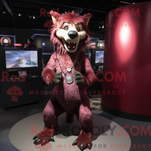 Maroon Hyena mascot costume...