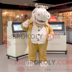 Beige flodhest maskot...